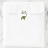 Groene en Bruine Olifant Baby shower Seal Ronde Sticker (Tas)