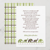 Groene en bruine olifant Dank je wel Bedankkaart (Voorkant / Achterkant)