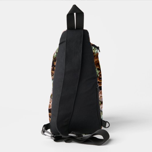 Groene en bruine paddenstoelen sling bag (Achterkant)