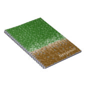 Groene en Bruine Pixel Miner met Aangepaste Naam Notitieboek (Rechterzijde)