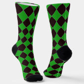 Groene en bruine ruitvormige sokken (Gebogen)