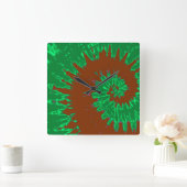 Groene en bruine spiraalkleurige kleurstofklok vierkante klok (Huis)