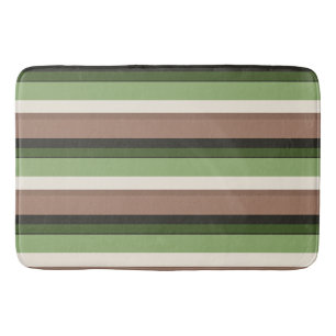 Groene en bruine streep Bath Mat