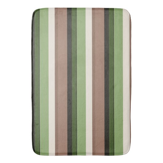Groene en bruine streep Bath Mat (Voorkant Verticaal)