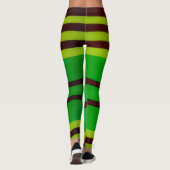 Groene en bruine strepen leggings (Achterkant)