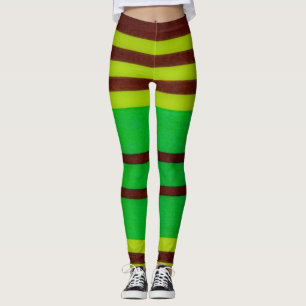Groene en bruine strepen leggings
