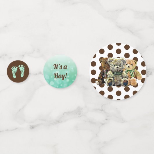 Groene en bruine teddybeer thema confetti (Voorkanten)