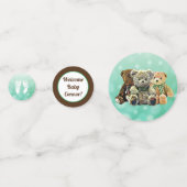 Groene en bruine teddybeer thema confetti (Achterkanten)