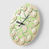 Groene en Cream Bamboe Leaf Wall Clock Grote Klok (Hoek)
