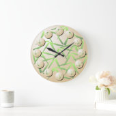 Groene en Cream Bamboe Leaf Wall Clock Grote Klok (Huis)