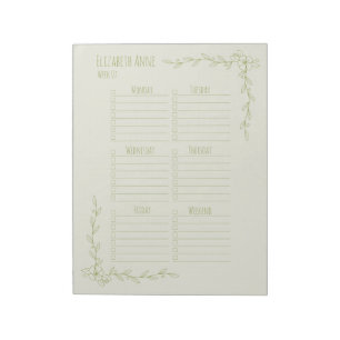 Groene en Cream Floral Weekly Planner Notitieblok