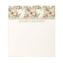 Groene en Cream Waterverf Tropische Bloemen