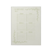 Groene en Crème Bloemige Weekplanner Notitieblok (Linkerzijde)