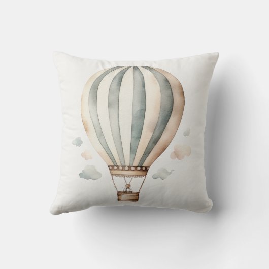 Groene en Crème Hete Luchtballon Kussen (Achterkant)