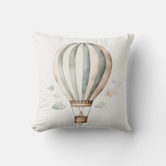 Groene en Crème Hete Luchtballon Kussen (Voorkant)