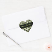 Groene en Crème Luipaard Gelukkige Verjaardag Hart Sticker (Envelop)
