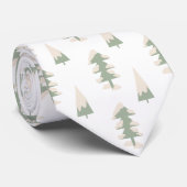 Groene en Crème Moderne Volkskunst Kerstbomen Stropdas (Opgerold)