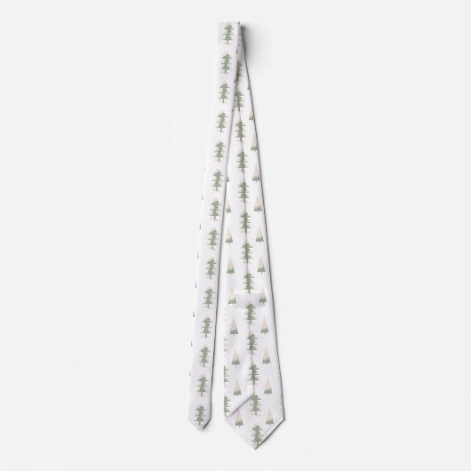 Groene en Crème Moderne Volkskunst Kerstbomen Stropdas (Achterkant)