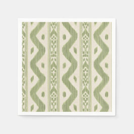 Groene en crèmekleurige Ikat-cocktailservetten, ge Servet
