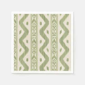 Groene en crèmekleurige Ikat-cocktailservetten, ge Servet