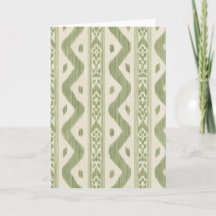 Groene en crèmekleurige Ikat-wenskaart, geweven st
