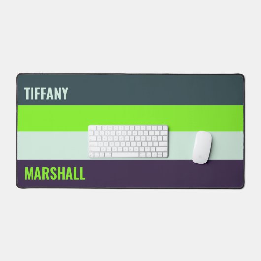 Groene en diepe Plum Stripes Patroon Naam Bureaumat (Keyboard & Muis)