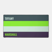 Groene en diepe Plum Stripes Patroon Naam Bureaumat (Voorkant)