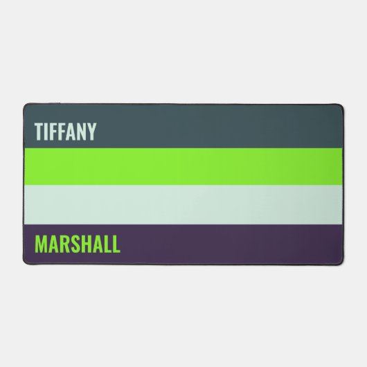 Groene en diepe Plum Stripes Patroon Naam Bureaumat (Voorkant)