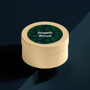 Groene en donkerblauwe citrusnaam ronde sticker