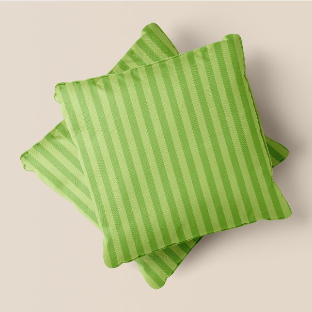 Groene en donkergroene strepen kussen (Green & Dark Green Stripes Throw Pillow)