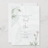 Groene en elegante bloemenbruiloft kaart (Voorkant)