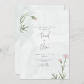 Groene en elegante bloemenbruiloft kaart (Voorkant / Achterkant)