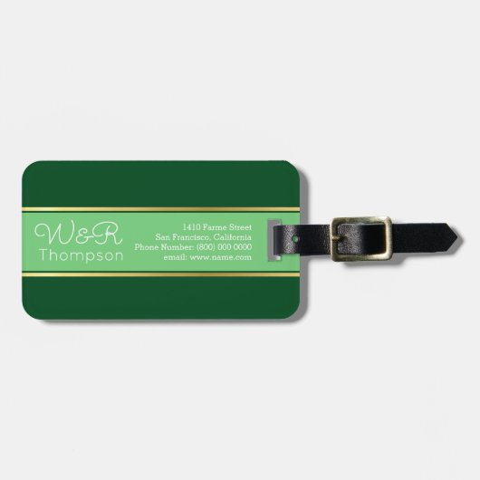 groene en elegante paren reizen bagagelabel (Voorkant horizontaal)