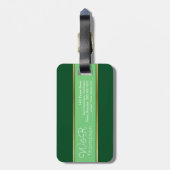 groene en elegante paren reizen bagagelabel (Achterkant verticaal)