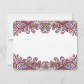 Groene en frambozen damast huwelijksplaatskaart kaart (Achterkant)