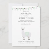 Groene en gebroken-witte Baby shower Neutrale Llam Kaart (Voorkant)