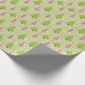 Groene en Gebroken Witte Kerstbomen Roze Kerstmis Cadeaupapier (Hoek)