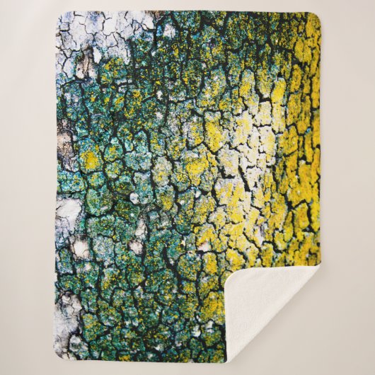 Groene en gele Abstracte boom Sherpa Deken (Voorkant)