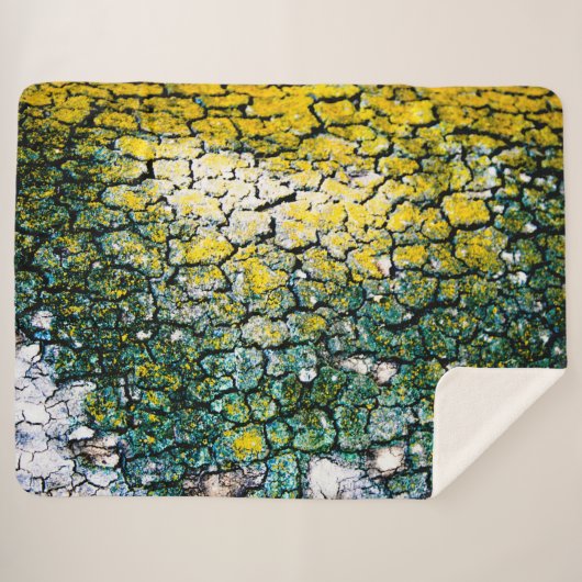 Groene en gele Abstracte boom Sherpa Deken (Voorkant (horizontaal))