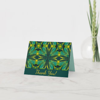 Groene en gele abstracte vierkanten bedankkaart