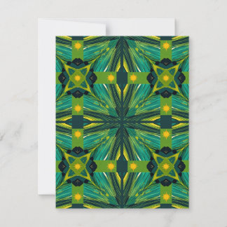 Groene en gele abstracte vierkanten notitiekaartje