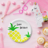 Groene en Gele anananassen Happy Birthday Papieren Bordje (Feest)