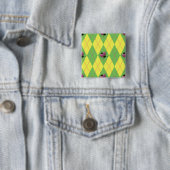 Groene en gele Argyle Ladybug Vierkante Button 5,1 Cm (In situ)