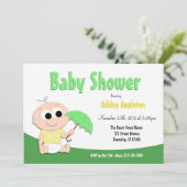 Groene en gele Baby - Shower Invitations Kaart (Staand voorkant)