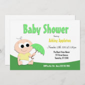Groene en gele Baby - Shower Invitations Kaart (Voorkant / Achterkant)