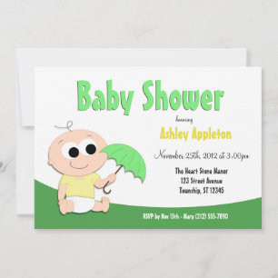 Groene en gele Baby - Shower Invitations Kaart