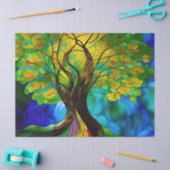 Groene en gele Bladeren Boom van Leven Tissuepapier (Craft)