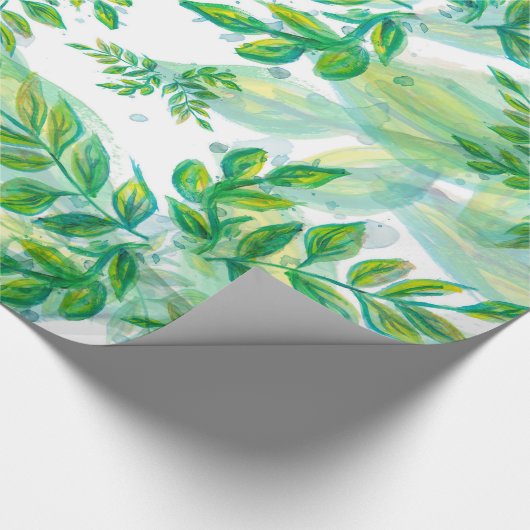 Groene en gele bladeren cadeaupapier (Hoek)