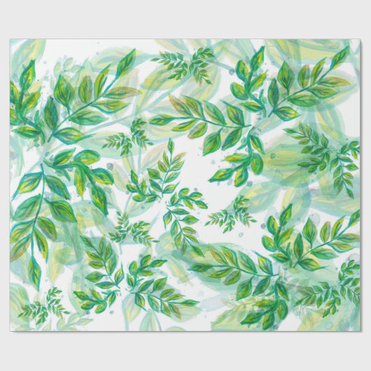 Groene en gele bladeren cadeaupapier (Vlak)