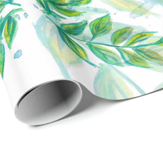 Groene en gele bladeren cadeaupapier (Rol Hoek)